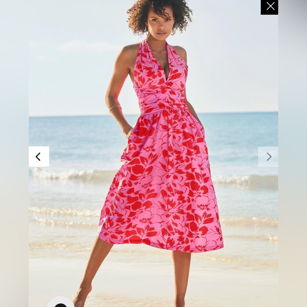 Boston Proper Cabana Floral Halter Fit And Flare Dress